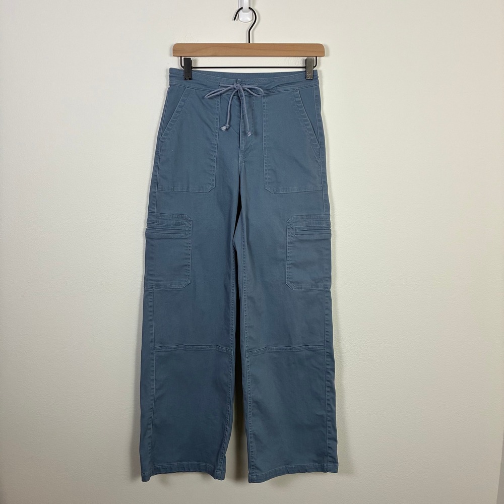 Carly Jean Los Angeles Dusty Blue Wide Leg Cargo Pants